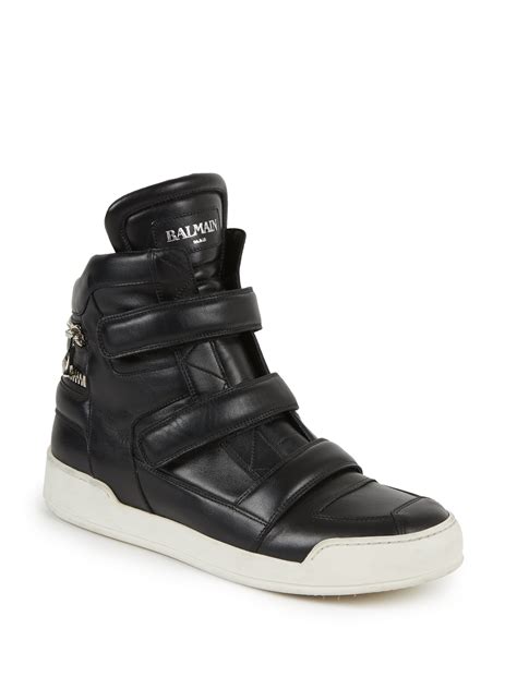 men's leather high top trainers